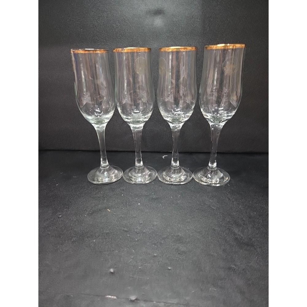 Circleware Tulip‎ Gold Collection Champagne Flute Glasses, 8"H, Set of 4, 8 Oz